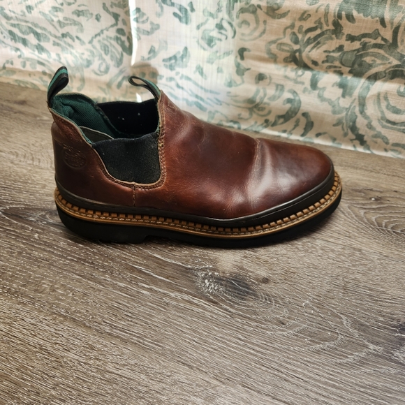 Georgia Giant Boots Mens 11M Romeo Slip-On Work US Brown Leather Oil Resistant - Picture 7 of 13